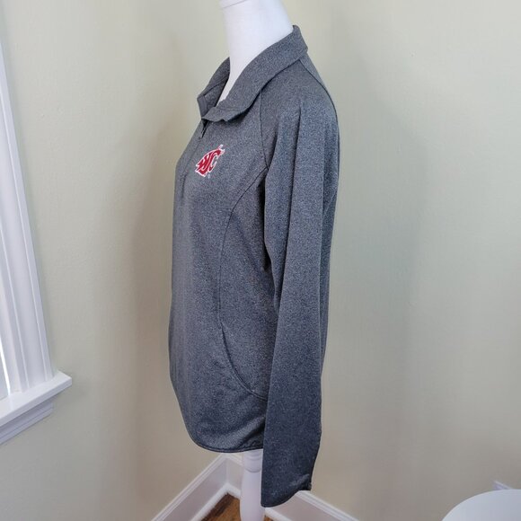 WSU Cougar Quarter Zip Long Sleeve Sweat Jacket Heathered Gray Women's Size M - Picture 2 of 14